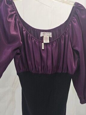 Max Studio (M.S.S.P.) Satin & Black off-shoulder Puffy Sleeve Blouse, XS,New/tag